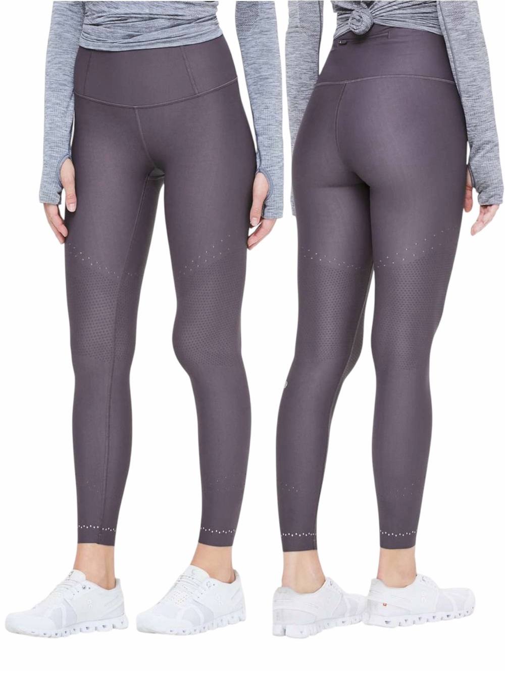 NWOT Lululemon Zoned In Tight Gray Purple Leggings
